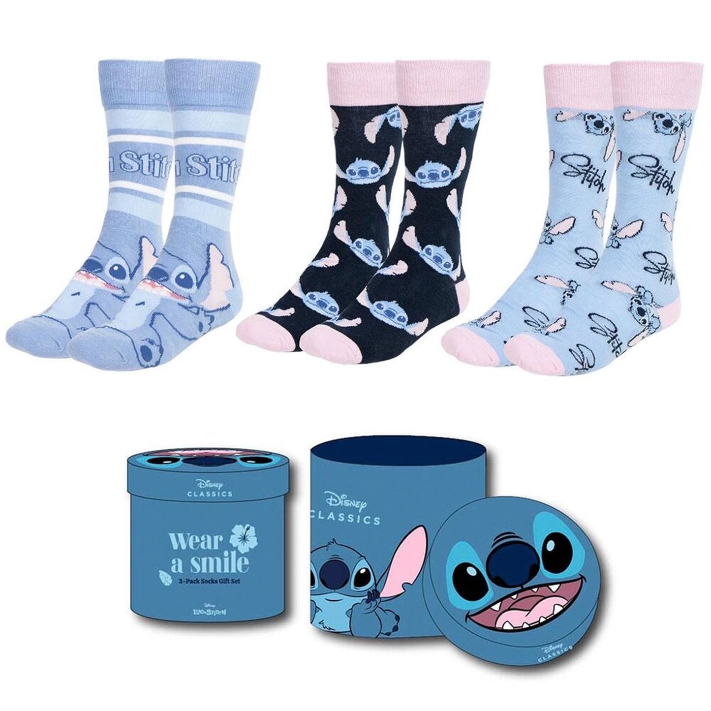 Pack 3 calcetines Stitch Disney adulto - Talla única 36/43