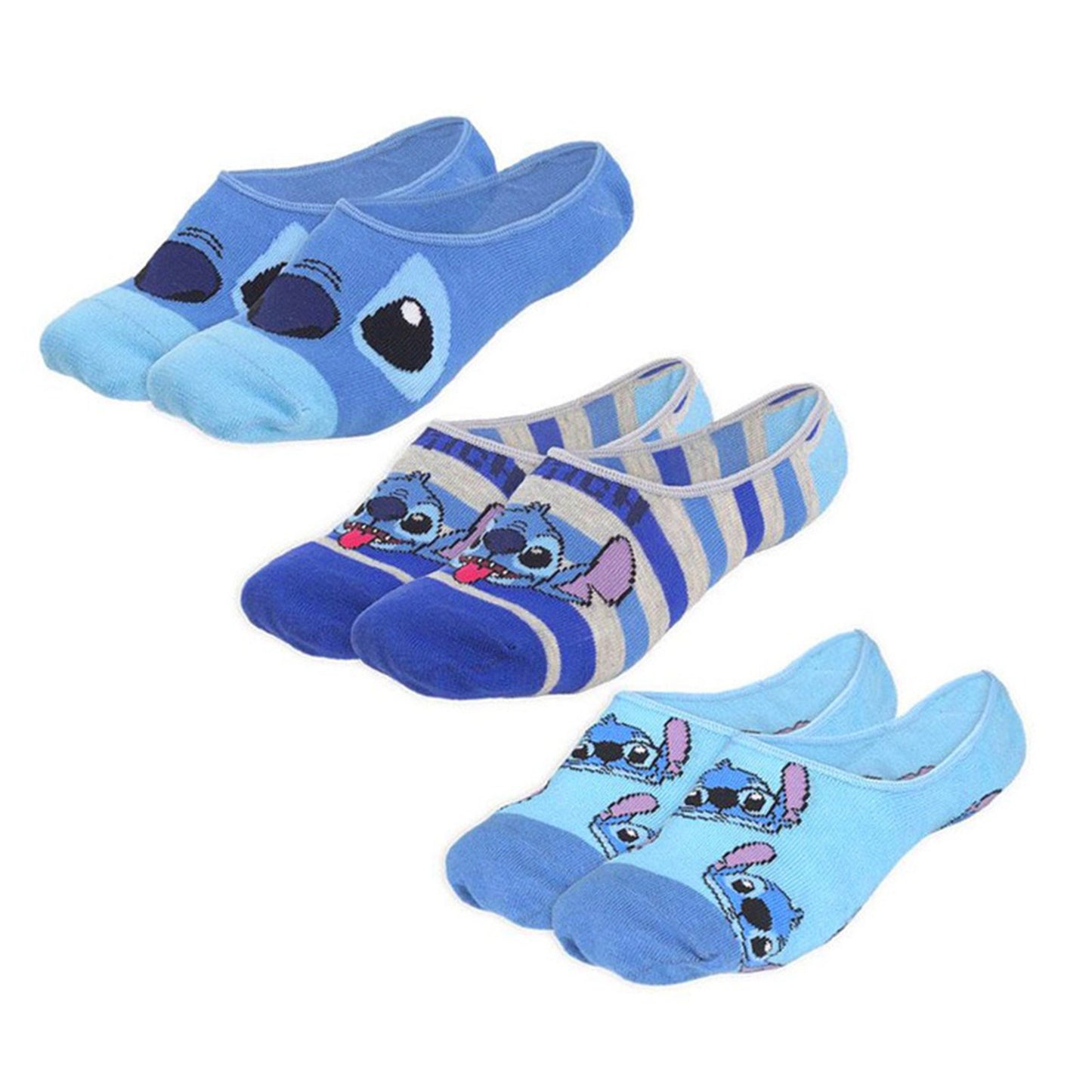 Pack 3 calcetines cortos Stitch- Talla 41-46