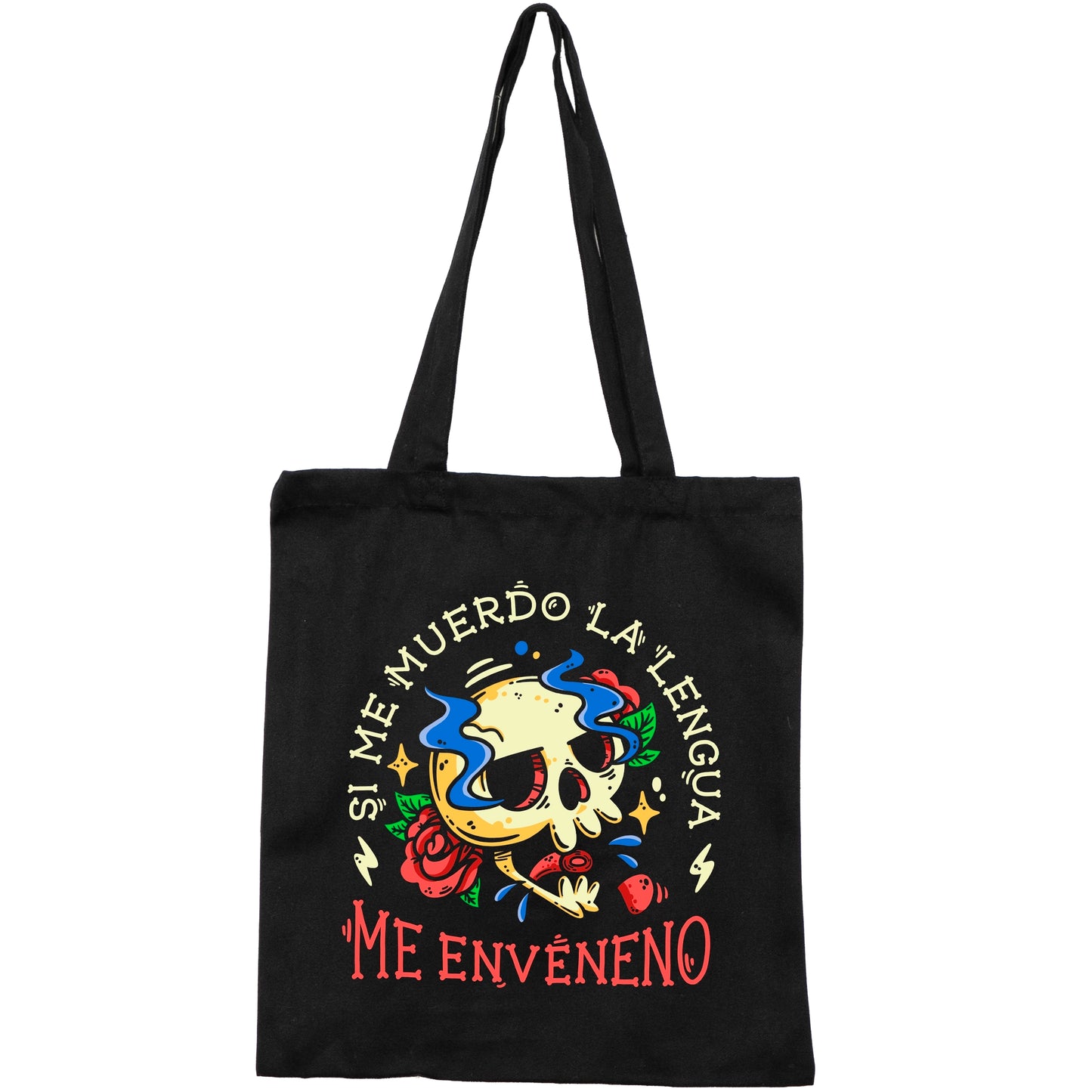Tote Bag Negra - Si me muerdo la lengua