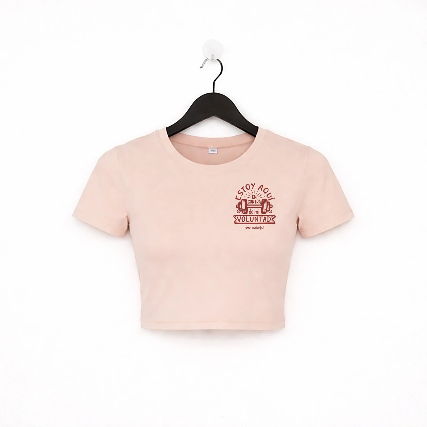 Camiseta crop top Gym - Estoy aquí en contra de mi voluntad - Rosa