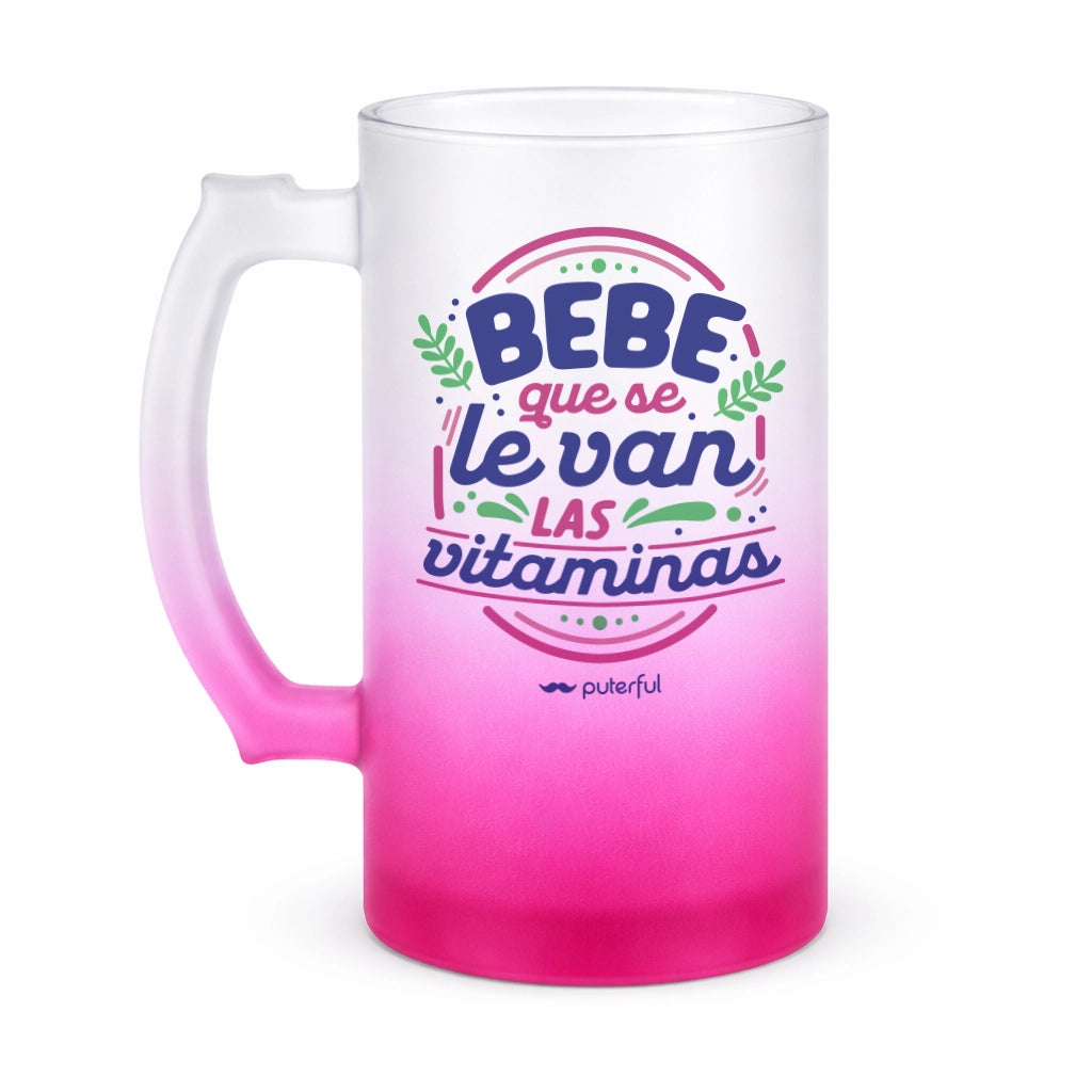 Jarra Cerveza 500ml Rosa – Bebe, que se le van las vitaminas