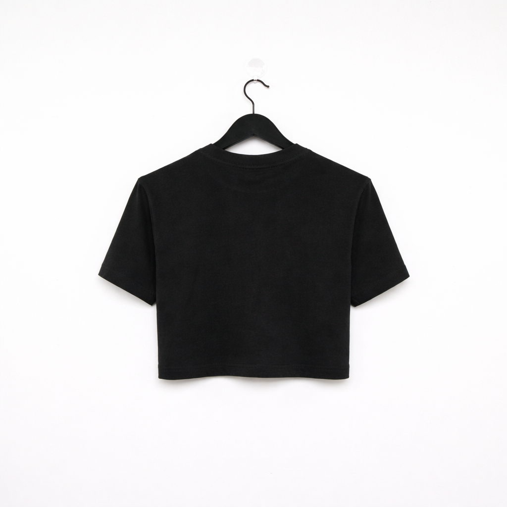 Camiseta crop top - No me da la vida - Negro