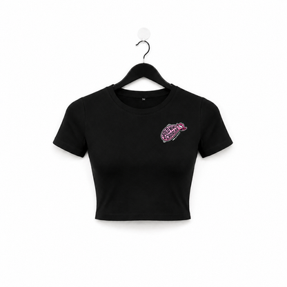 Camiseta crop top Gym - Solo vengo a charlar - Negro