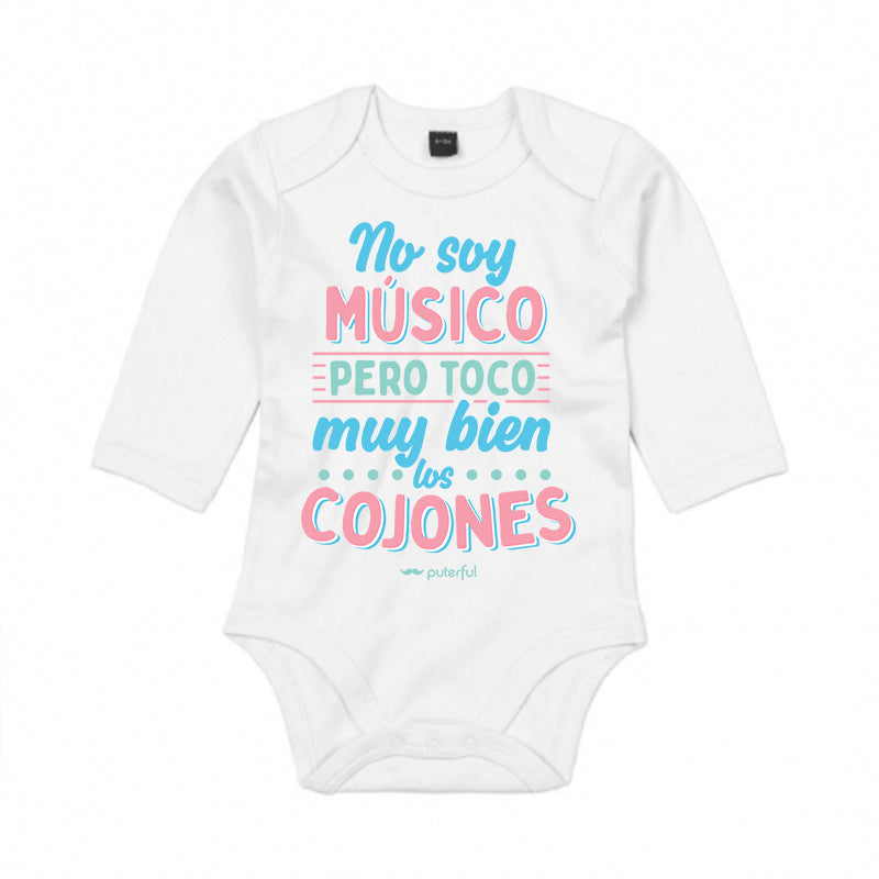 Body manga larga - No soy músico - Blanco