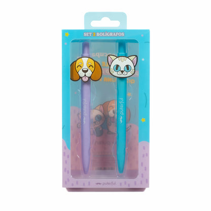 Set 2 bolígrafos - Perro Gato