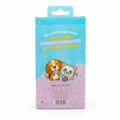 Set 2 bolígrafos - Perro Gato