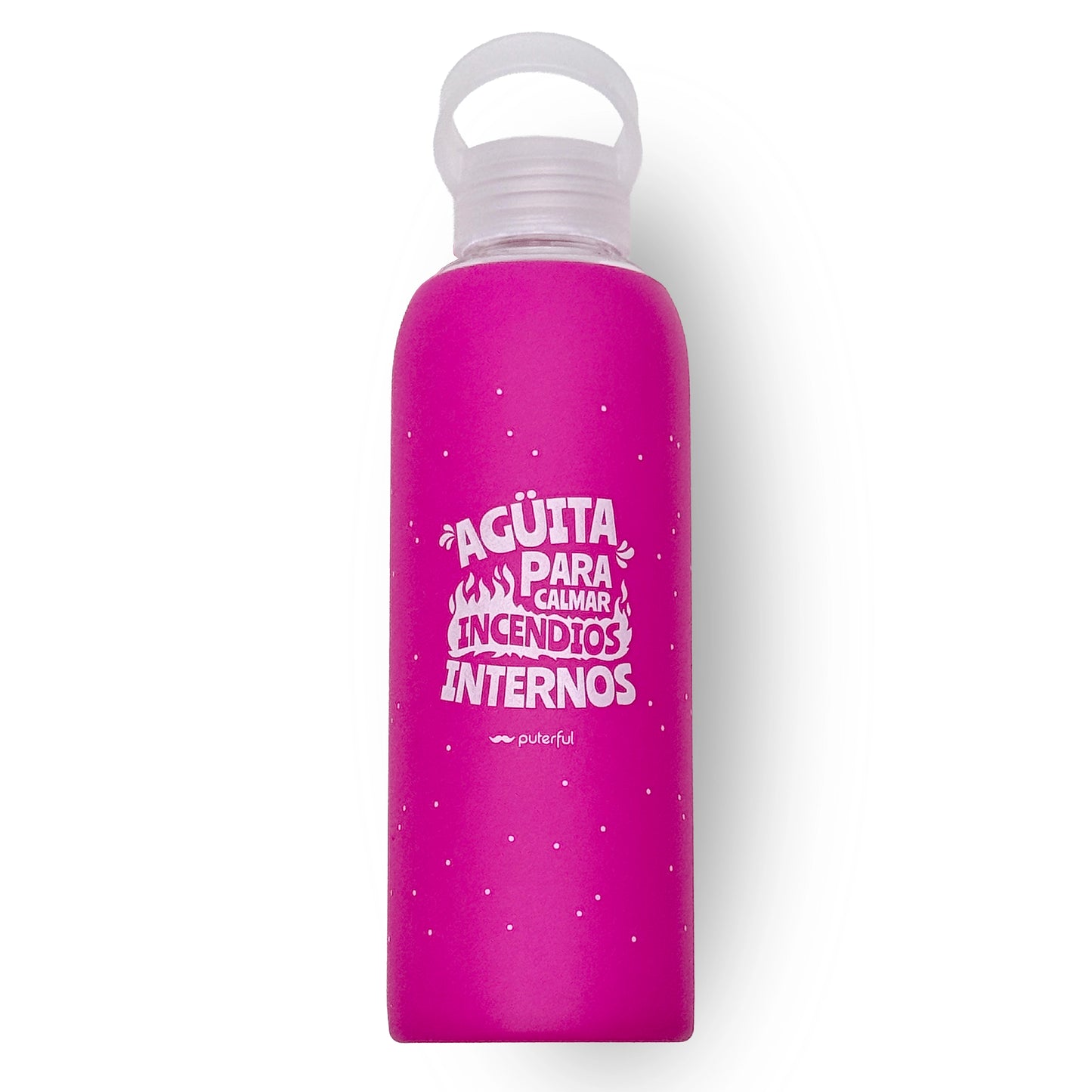Botella de cristal con silicona - Agüita para calmar los incendios
