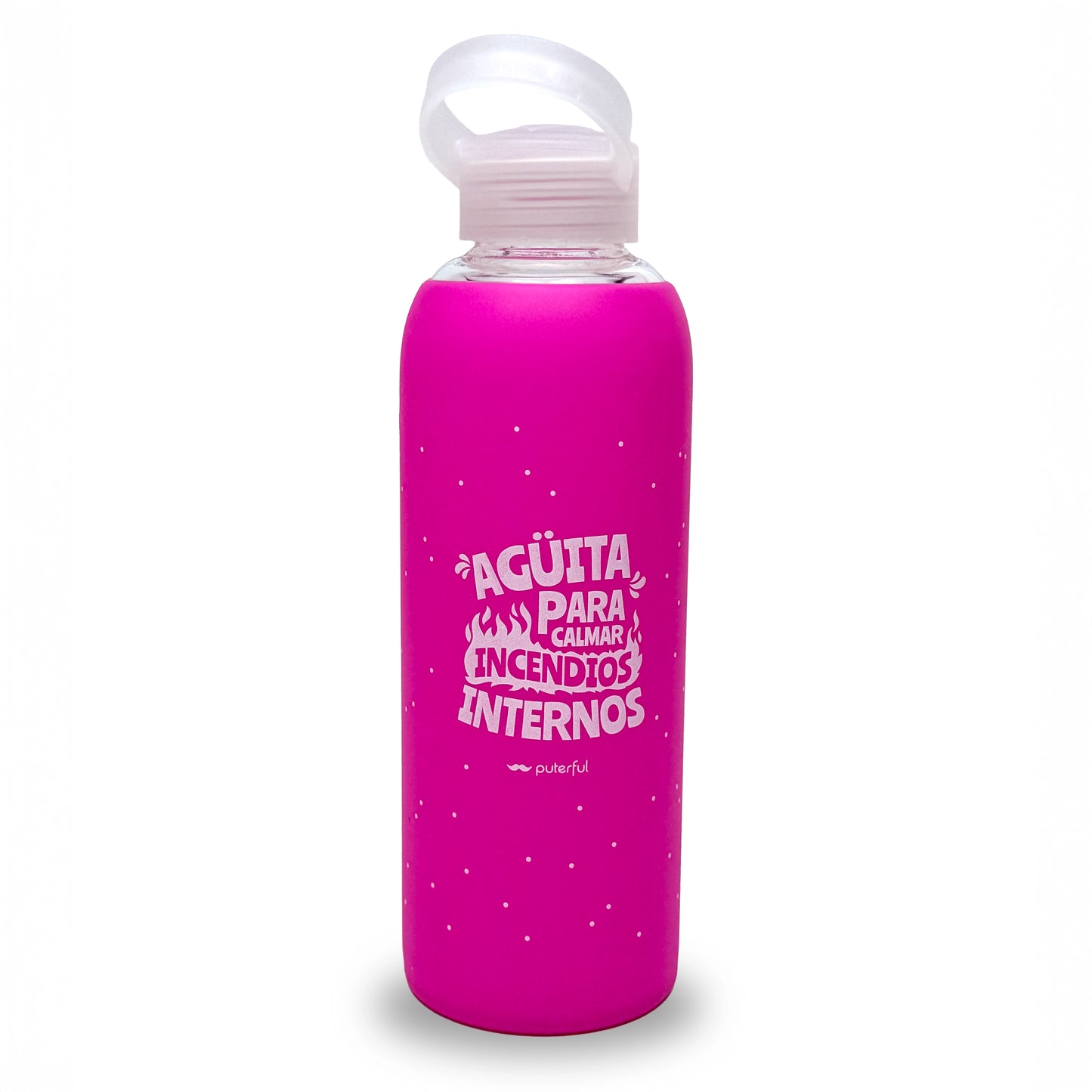 Botella de cristal con silicona - Agüita para calmar los incendios