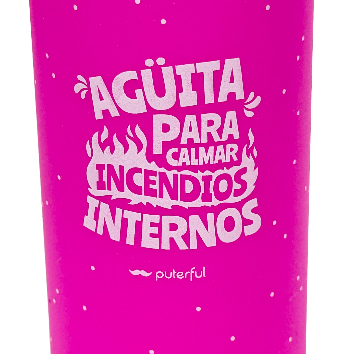 Botella de cristal con silicona - Agüita para calmar los incendios