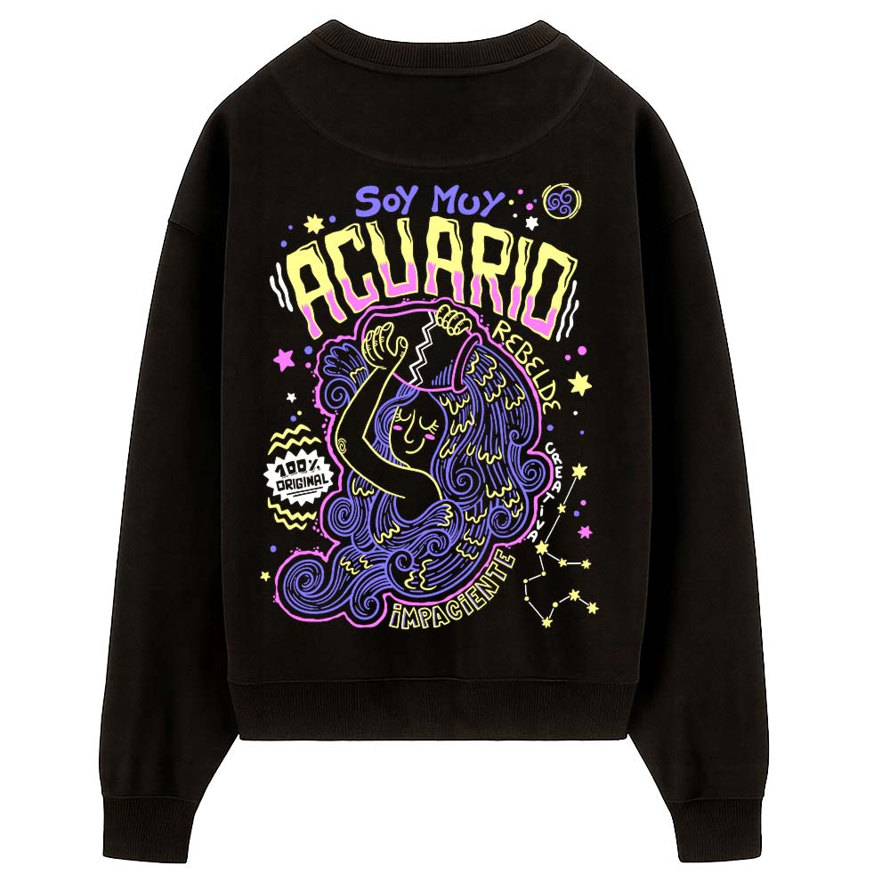 Sudadera PTFL Negra - ZODIACO Acuario