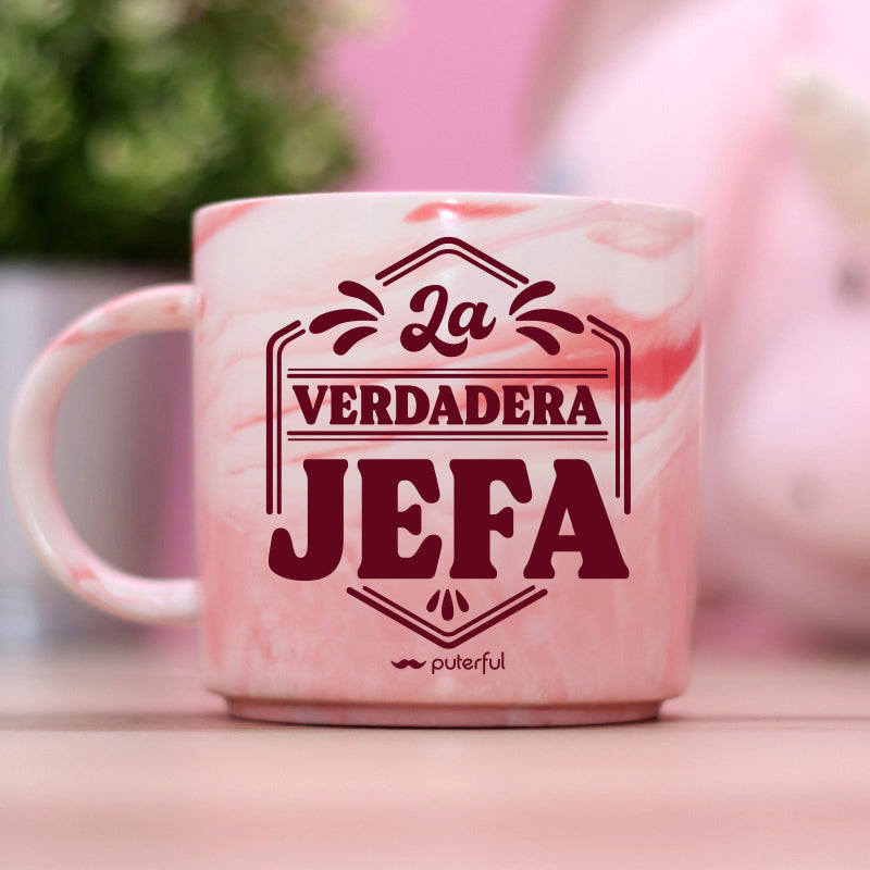 Taza marmolada rosa – La verdadera Jefa