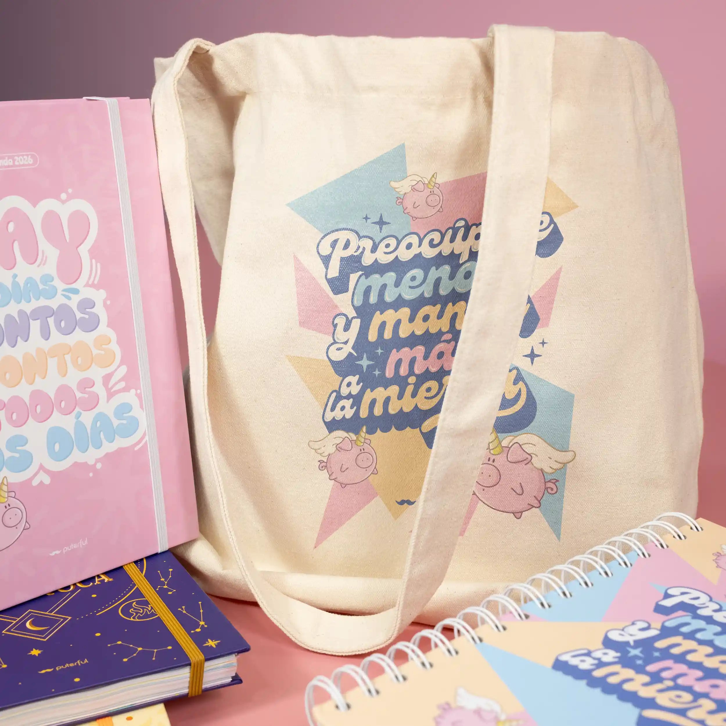 Pack – Agenda anual 2026 + Bolsa – Preocúpate menos