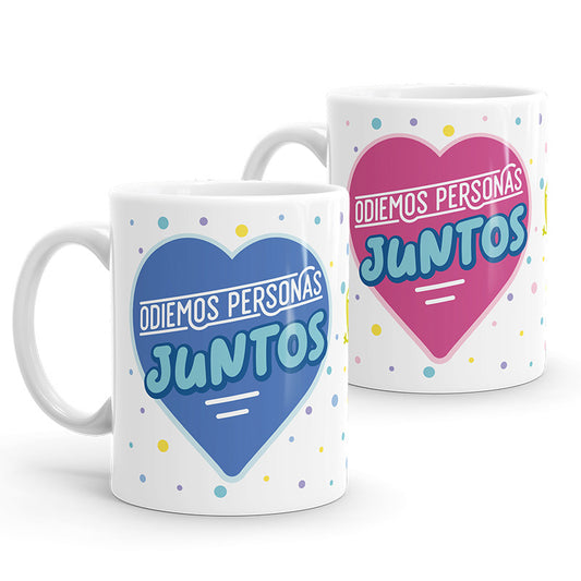 Set de tazas – Odiemos personas juntos rosa/azul