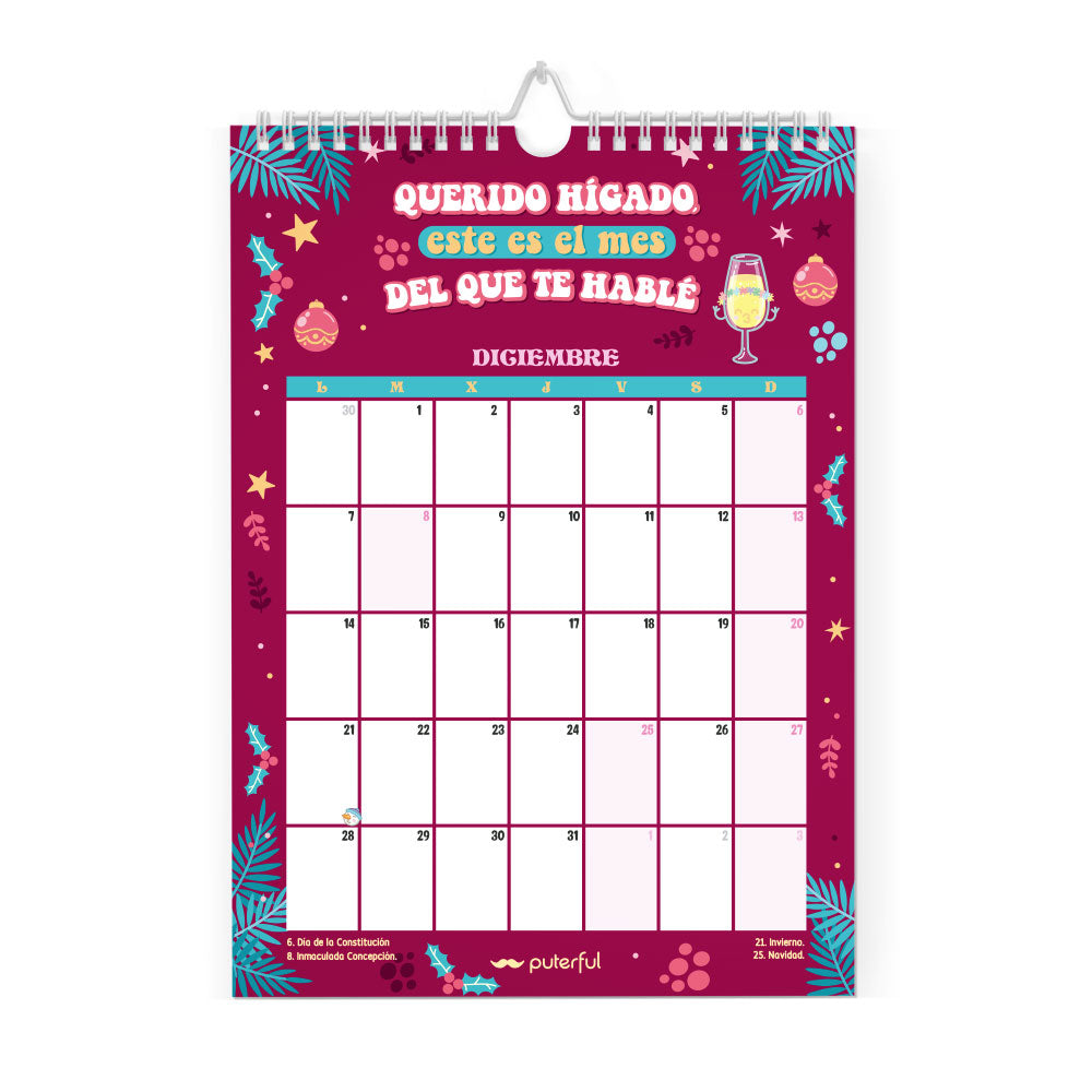 Calendario de pared 2026 – Necesito seis meses de vacaciones dos veces al año