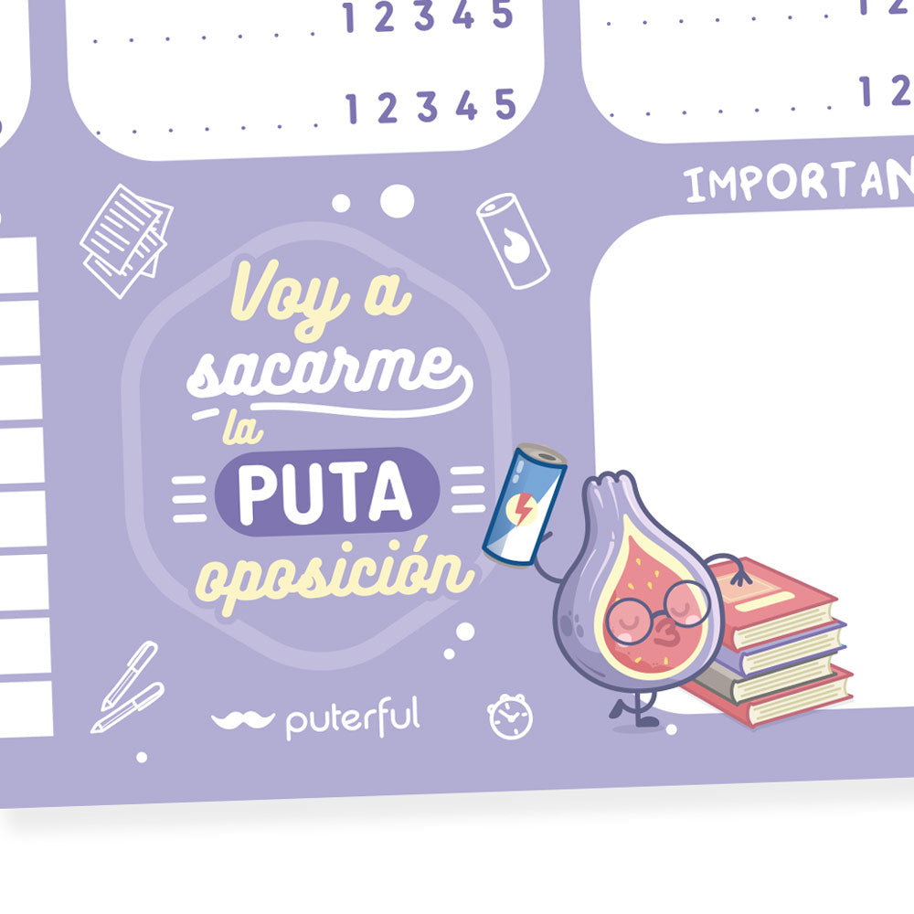 Planificador semanal - Oposición lila