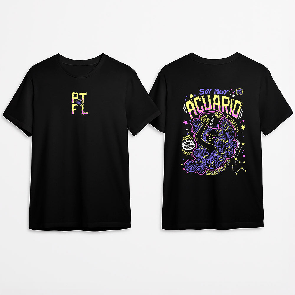 Camiseta PTFL Negra – ZODIACO Acuario