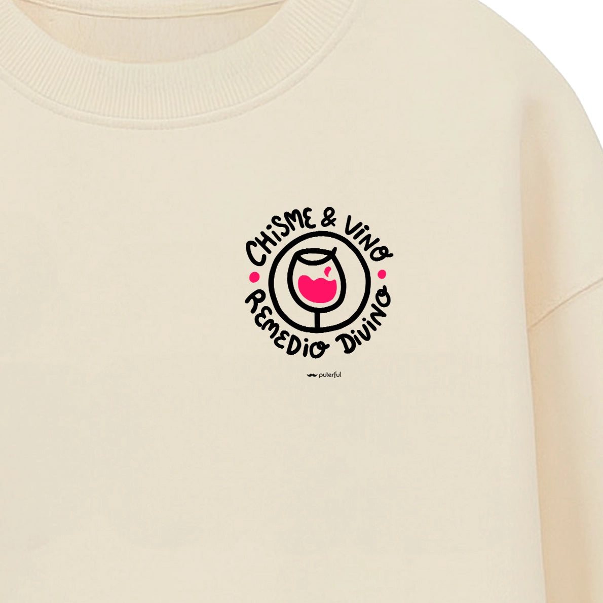 Sudadera Crema - Chisme y Vino