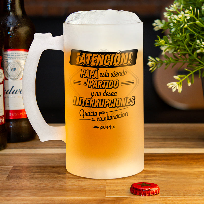 Jarra Cerveza 500ml – Papá está viendo el partido