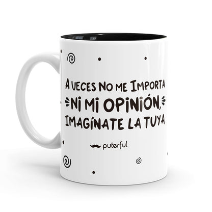 Taza Minimal – A veces no me importa ni mi opinión