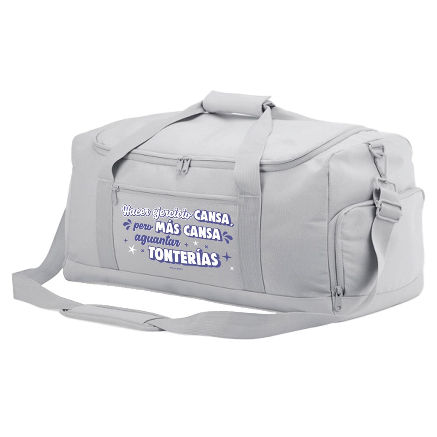 Bolsa de deporte grande – Hacer ejercicio cansa- Gris