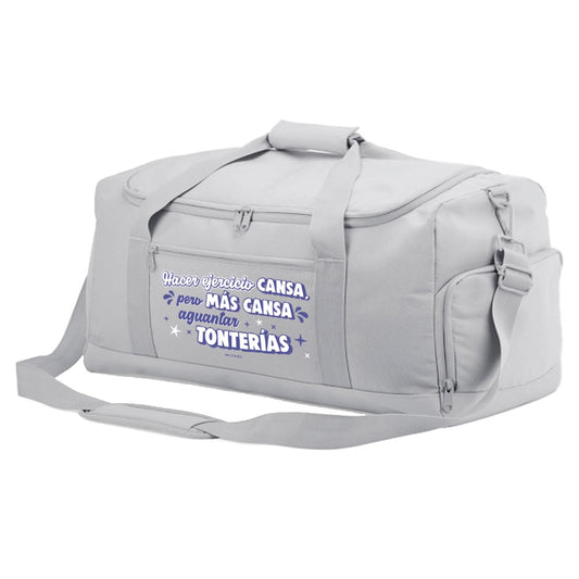 Bolsa de deporte grande – Hacer ejercicio cansa- Gris