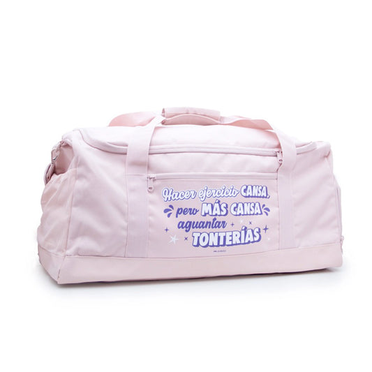 Bolsa de deporte grande – Hacer ejercicio cansa- Rosa
