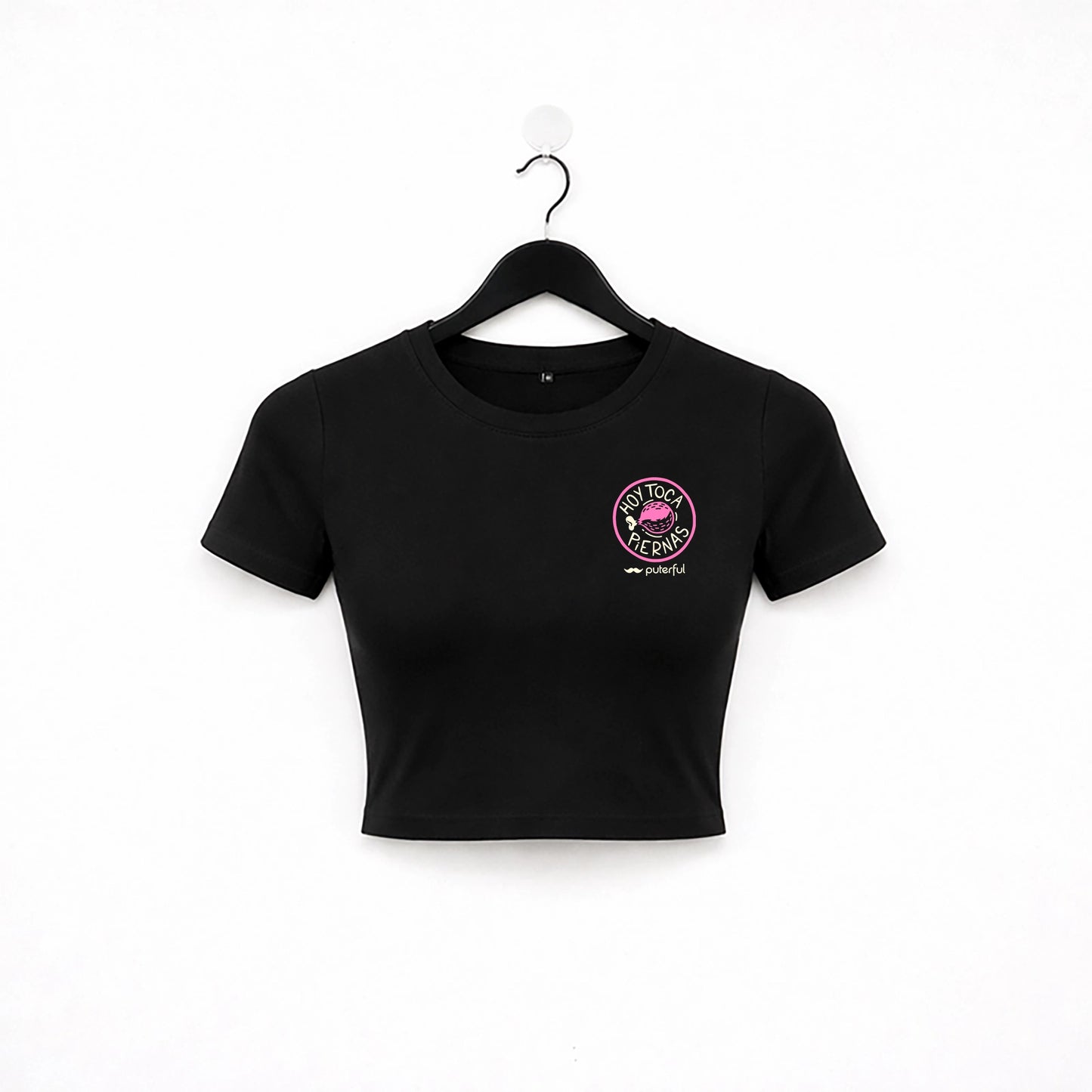 Camiseta crop top Gym - Hoy toca piernas - Negro