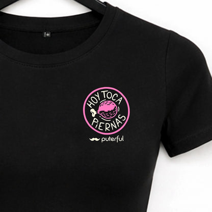 Camiseta crop top Gym - Hoy toca piernas - Negro