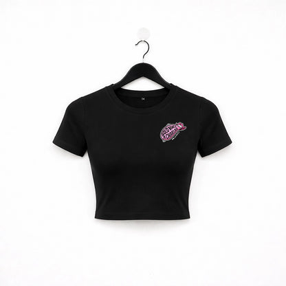 Camiseta crop top Gym - Solo vengo a charlar - Negro