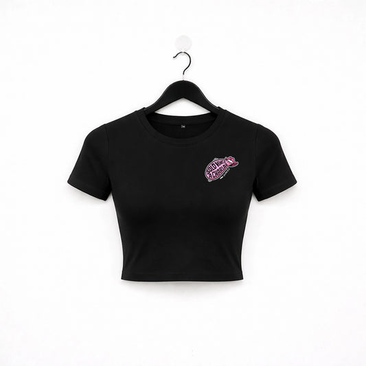 Camiseta crop top Gym - Solo vengo a charlar - Negro