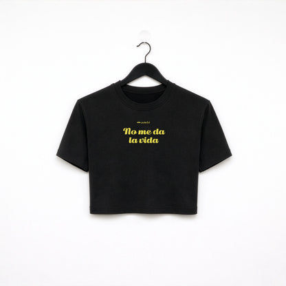 Camiseta crop top - No me da la vida - Negro