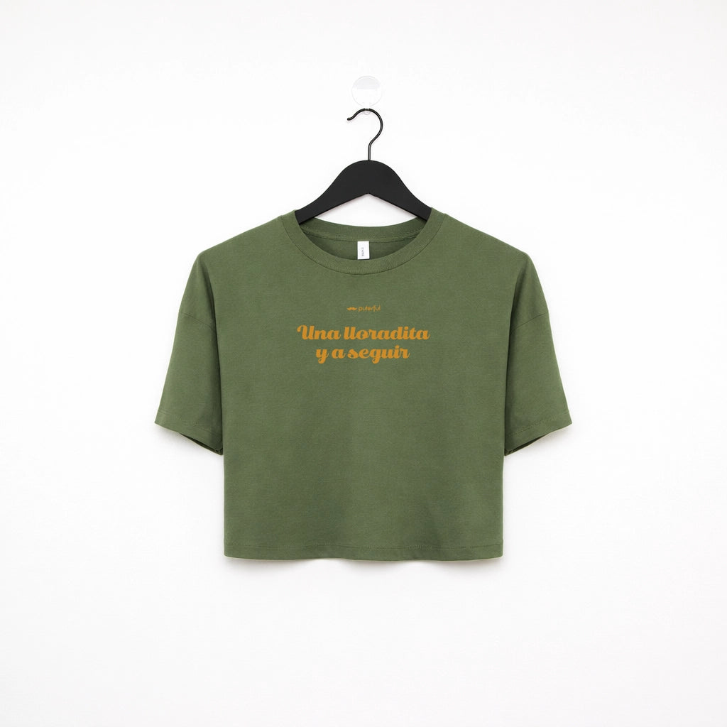 Camiseta crop top - Una lloradita - Verde