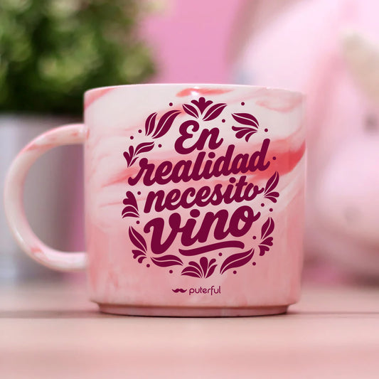 Taza marmolada rosa – En realidad necesito vino