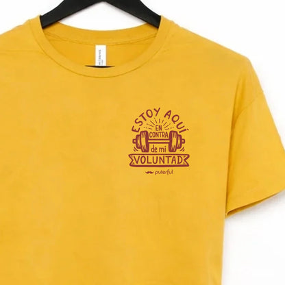 Camiseta crop top Gym - Estoy aquí en contra de mi voluntad - Amarillo