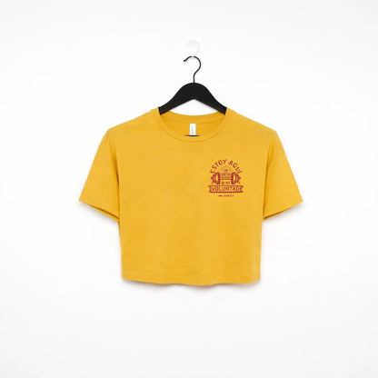 Camiseta crop top Gym - Estoy aquí en contra de mi voluntad - Amarillo