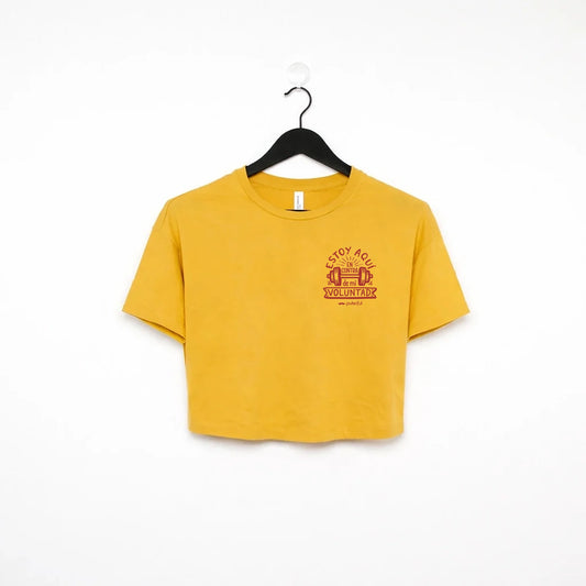 Camiseta crop top Gym - Estoy aquí en contra de mi voluntad - Amarillo