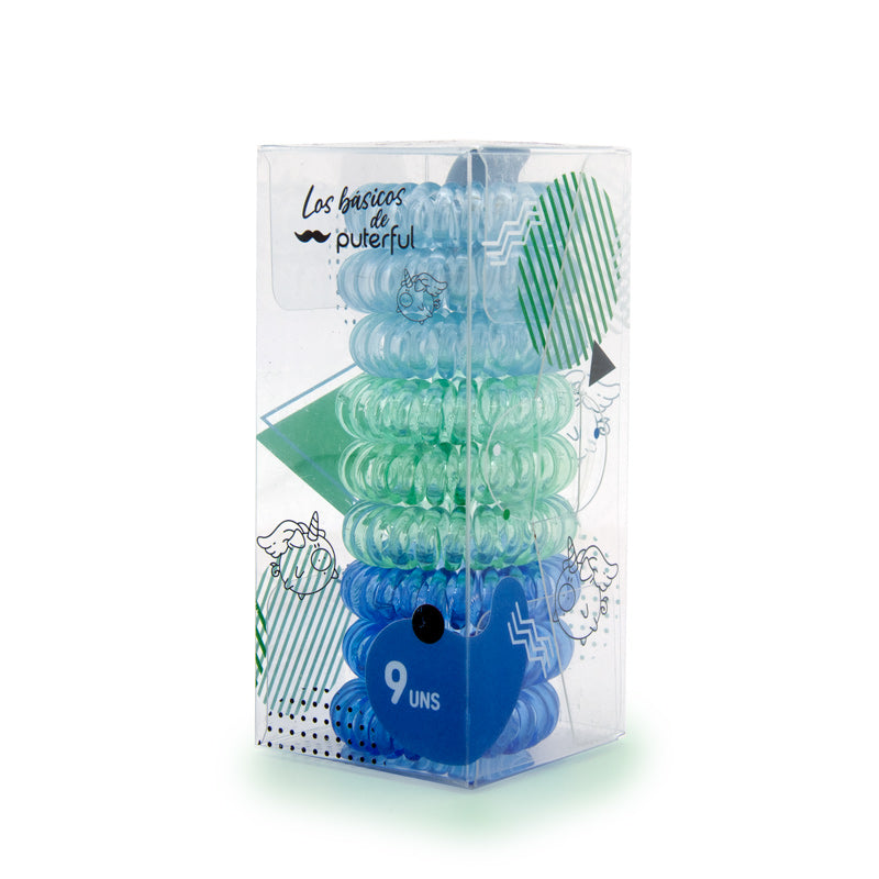 Set de 9 gomas cable - Azul