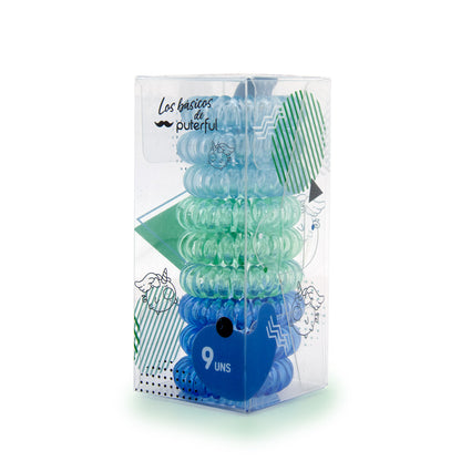 Set de 9 gomas cable - Azul