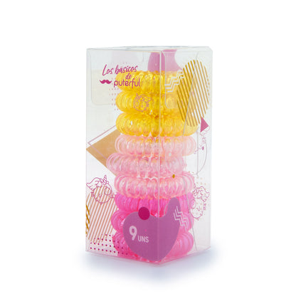 Set de 9 gomas cable - Rosa
