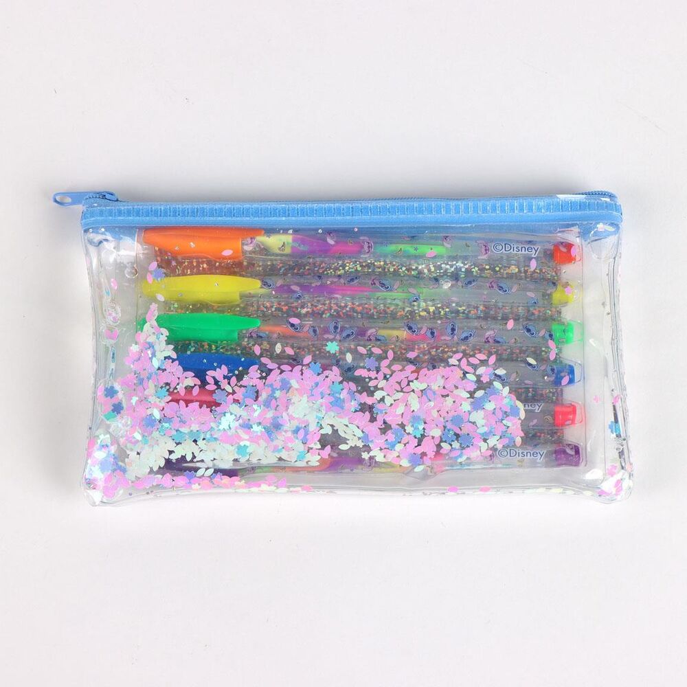 Set de 6 bolígrafos de gel Stitch con purpurina