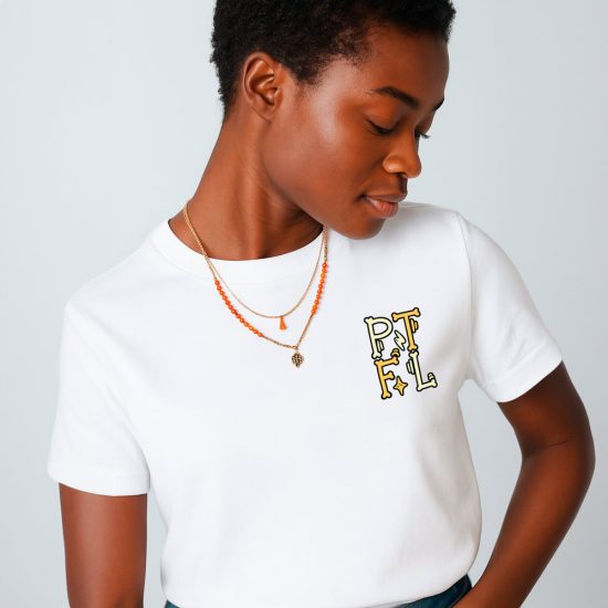 Camiseta PTFL – Si me muerdo la lengua – Blanco