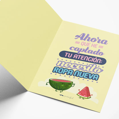 Tarjeta - Te quiero mamá, necesito ropa nueva